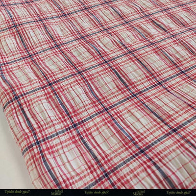 Tela Bambula Cuadros Rojos