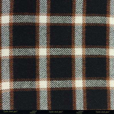 Tela Lana Cuadro Ventana Marrón Crudo