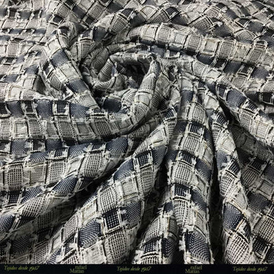 Tela Chanel Cuadros Negro Plata