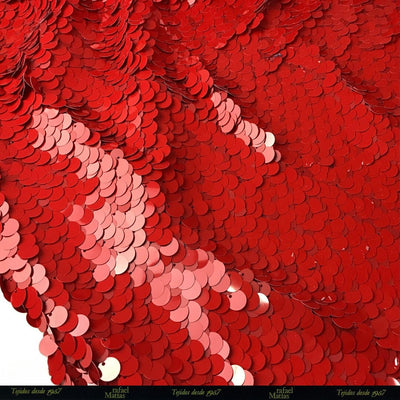 Tela Lentejuela Disco Rojo Coral