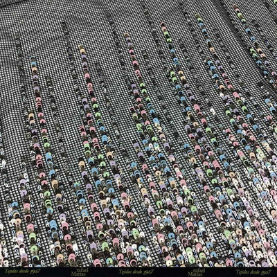 Tela Red con Paillete Multicolor en Un Orillo