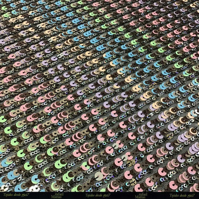 Tela Tul Negro con Paillete Multicolor